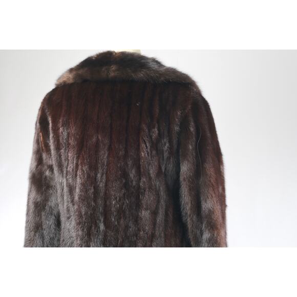 Vintage Hollywood Furs Dark Brown Long Mink Fur Winter Coat Women’s Size S Warm - Picture 10 of 16